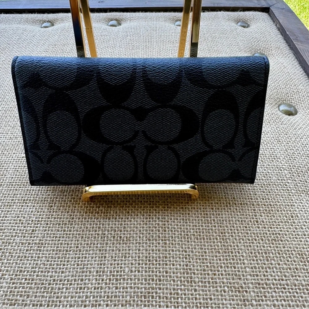 Coach Unisex Tech Phone Black and Gray Card Holder